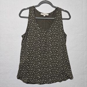 Loft Polka Dot Sleeveless Top Tank Green Ann Taylor Small